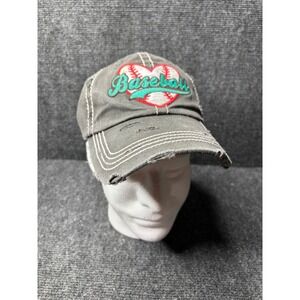 KBETHOS Vintage Distressed Baseball Cap Gray Heart Embroidery Adjustable Hat